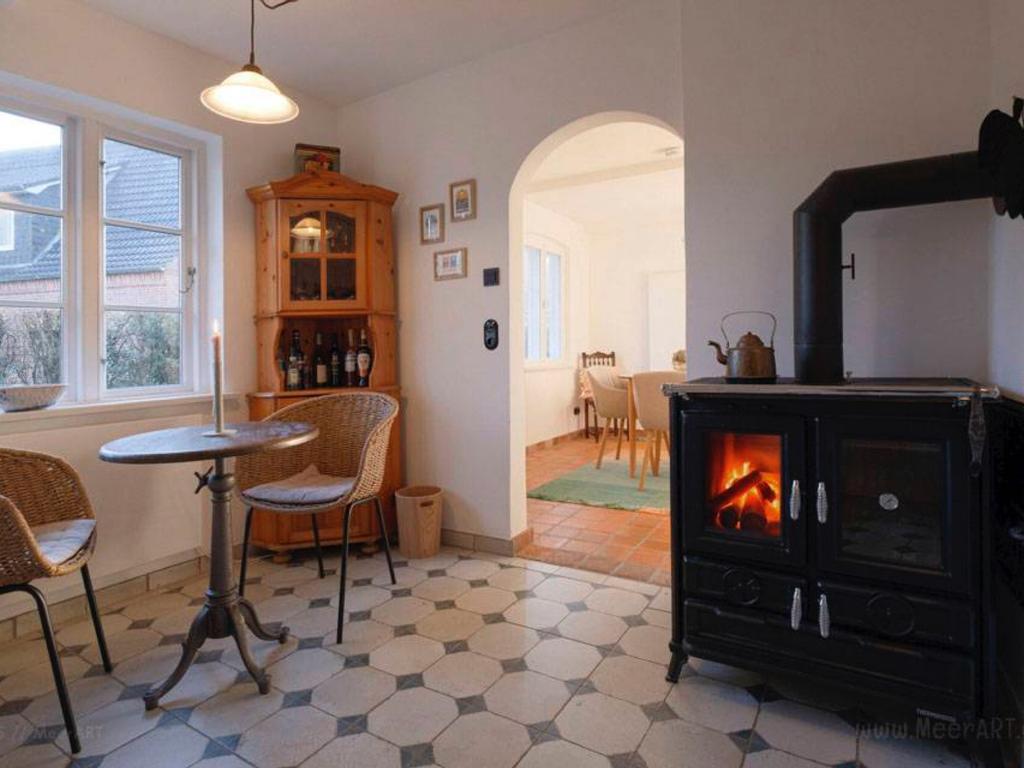 Kitchen with wood stove