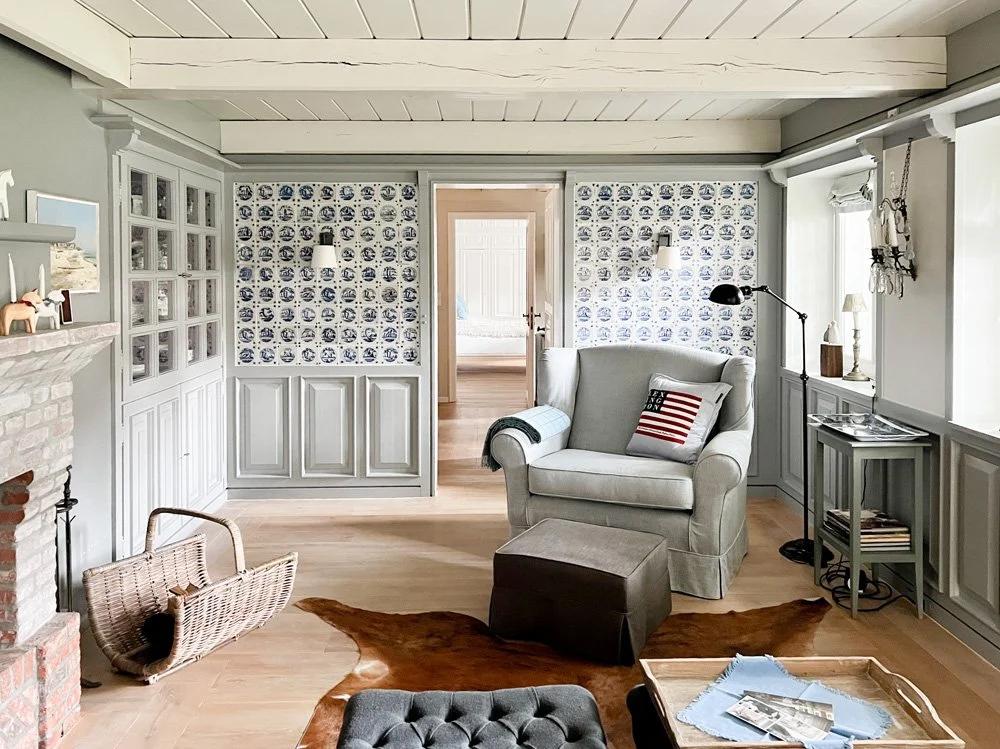 Cozy Armchair in the room with the fireplace